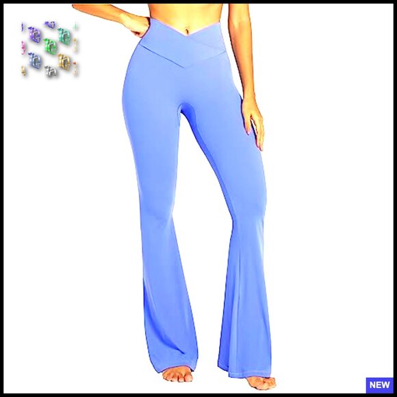 Flare Leggings High Waist Tummy Control Yoga Pants No Front Seam Chic - Picture 2 of 7